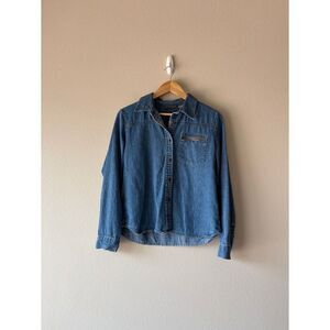 relativity denim button front long sleeve